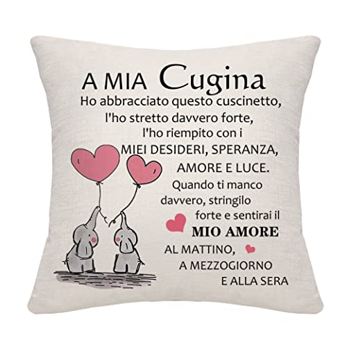 Bommex A MIA CUGINA Regalo di cugina per copriletto di cuscino per...