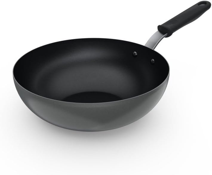 Sartén tipo wok de acero al carbono con recubrimiento antiadherente y mango de silicona miniatura 1