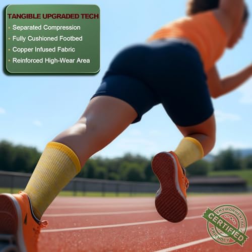 Image of BULLIANT Men 6-Pack Athletic Compression Crew Socks for Running Gym Sports