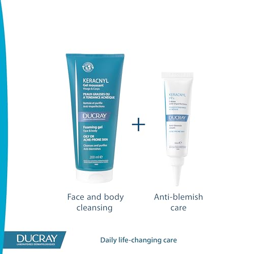 Image of Ducray Keracnyl Foaming Gel 200ml I Facewash for Oily skin, Acne, Pimples |Gentle cleanser I for Men and Women | Reduces Imperfection in 7 days I Mattifying Effect I Dermatologically Tested