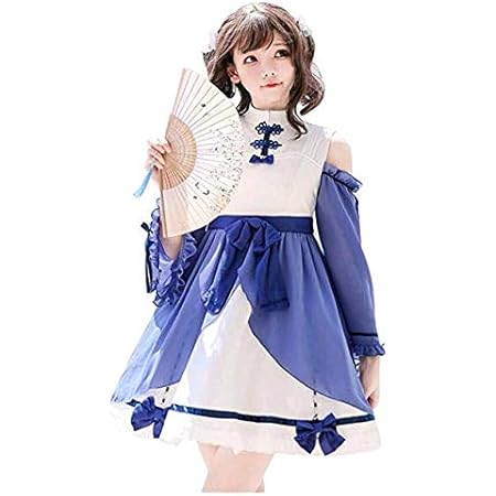 Amazon コスチューム チャイナ風 長袖ワンピース メイド ロリィタ服 刺繍 かわいい仮装 ゴスロリ コスプレ衣装 ゴスロリ 男 L コスプレ 仮装 通販