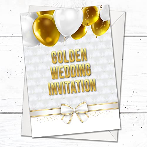 Olivia Samuel 20 x Golden Anniversary Party Invites from A6 Double Sided Cards with Envelopes, brown|yellow|grey|white|beige - Image 3