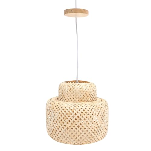 Lámpara de bambú E27 TOPBATHY para renovar techos aburridos con luz decorativa