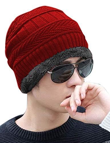 Knitted Slouchy Beanie for Men & Women Fashionable Woolen Beanie Cap for Men (Red)-image-10