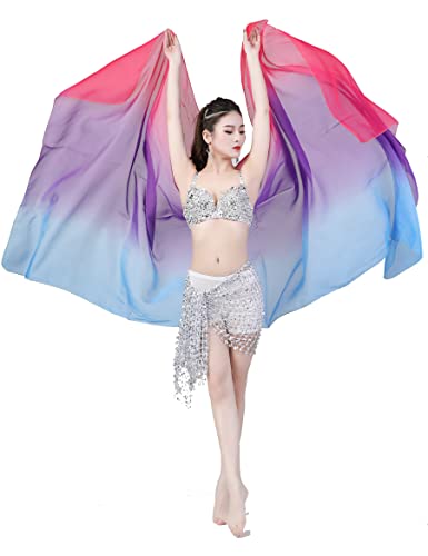 Lady's Belly Dance Lightweight Imitated Silk Gradual Colorful Scarf Veil 2.2x1.2M Shawl3