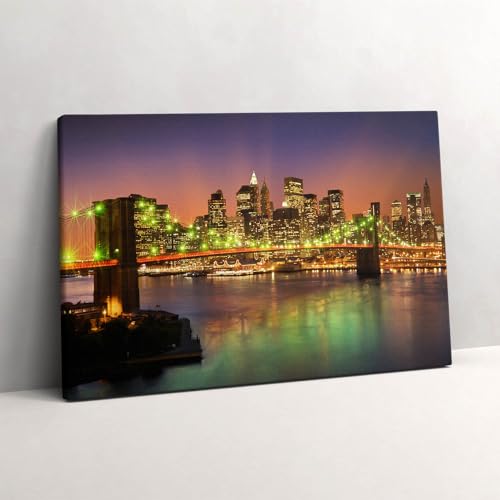 Tableau photo sur toile pour raviver un mur vide motif Pont de Brooklyn nocturne