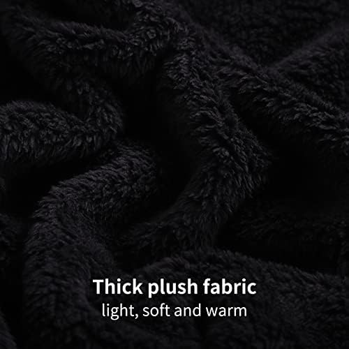 Aisbo Wearable Blanket Hoodie Warm - Fluffy Teddy Fleece Sweatshirt Blanket Black Cosy Oversized Hoody Blanket for Adults Men Women Teens Friends