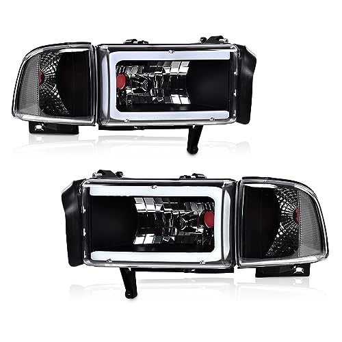 PIT66 Pair Headlight LED Light Strip w/o Bulbs Compatible with Dodge Ram 1500 1994-2001/Ram 2500 3500 1994-2002 (Not Fit Sport & Ram Van Model) Headla