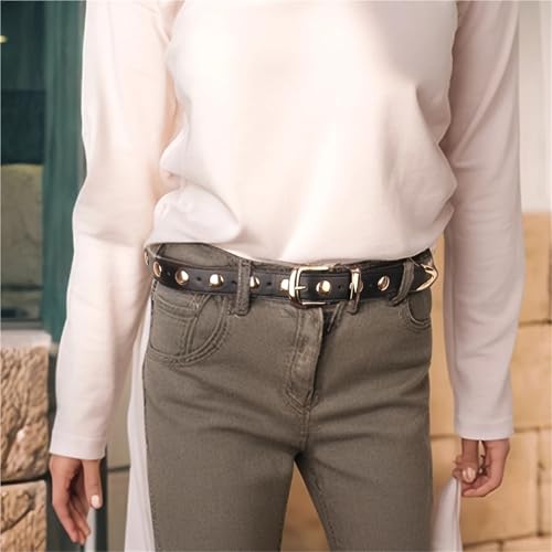 Punk Girl Stud Pin Buckle Multi Color Belts For Women Band Decorative Waist Weat Outer On Dress Jeans Slim Adjustable Length3