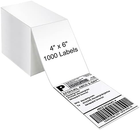 1000 Pack 4x6 Direct Thermal Labels, Fanfold Thermal Shipping Labels for Thermal Label Printer, Compatible with Etsy, Shopify, Ebay, Amazon, Royal Mail, FedEx, UPS
