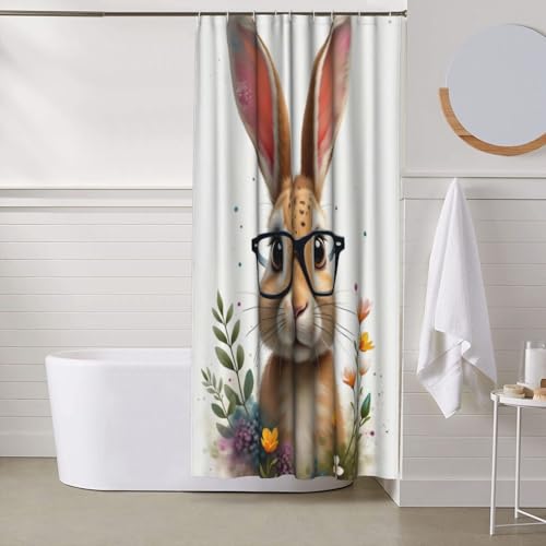 Rideau de douche lapin lavable tissu résistant épais 152x183cm - 7