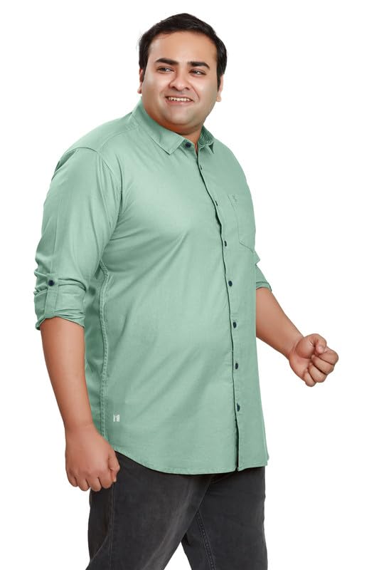 Image of BE ACTIVE Plus Size Lycra Cotton Satin for Men Shirts|| All Plus Size Men|| Cotton Stylish Full Sleeves Shirt for Men