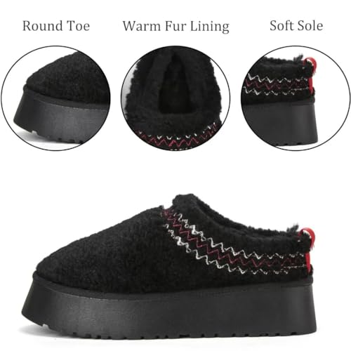 Women's Winter Platform Slippers Short Ankle Thickened Flat Boots Fur Lined Warm Slippers Indoor and Outdoor2