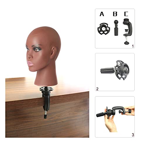 Phamb Afro Mannequin Head For Wigs Black Styrofoam Mannequin Head With Real Female African American Profile Face Bald Mannequin Head For Making Wigs #TOP5