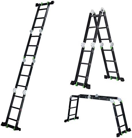 GUENZO Portable Telescopic Multi Purpose Ladder with Safety Locking Hinges, Extension Multi-Function Ladder for House/Commerce, 150kg (Color : 1.6mm, Size : 3.6m/11.8ft(1.8m+1.8m))