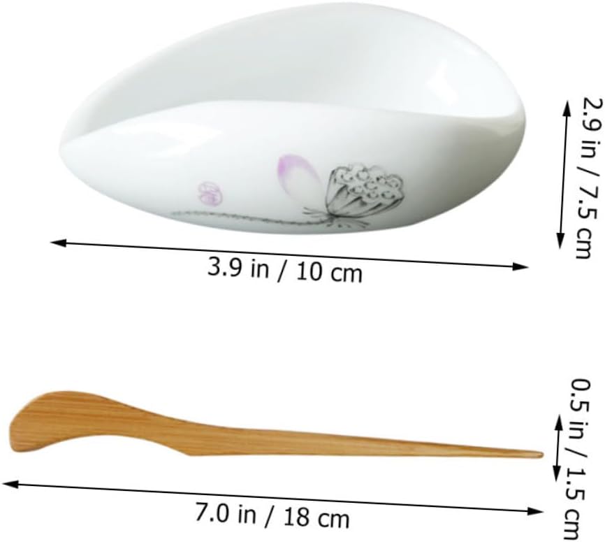Ceramic Tea Scoop Set White Jade Porcelain Tea Spoon and for and Loose Leaf Serving