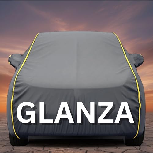 Image of Premium Grey Series 100% Waterproof Car Body Cover for Glanza Cover (All Models) with Mirror Pockets | Triple Stitched, Elastic, Custom Fit, Heat Resistant, Anti-Dust, All-Weather Cover