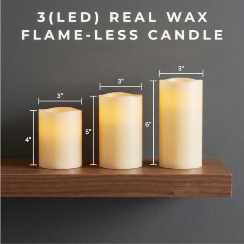 Image of Lavish Home 3-Piece Battery Operated Candles Set - LED Flameless Candles Battery Operated with Remote Controlled, Real Wax for Home, Wedding, or Christmas Decor (White)