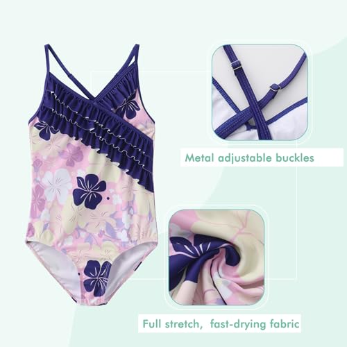 Image of Moon Tree Girls One Piece Swimsuits Ruffle Swimwear Beach Bathing Suit 2-14 Years