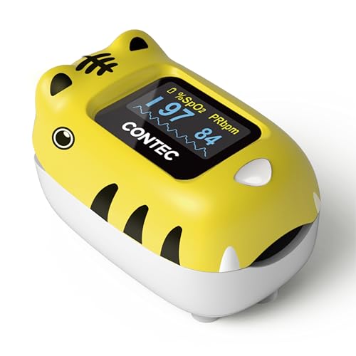 Image of CMS50Q1 Kids Digital Finger Pulse Oximeter, SpO2 and Pulse Rate Monitor with Pulse Waveform, Bar Graph, Adjustable Display Mode & Brightness, Voice & PR Sound Alerts, Auto Power-Off, Low Battery Indicator