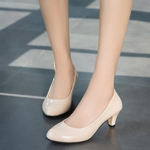 NourIron Women's Patent Leather Stiletto Heel Slip-On Office Shoes
