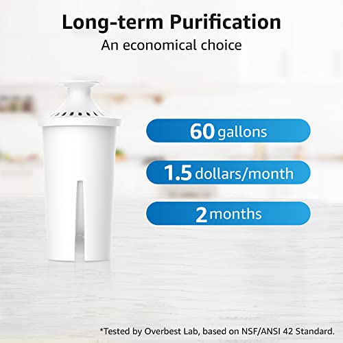 Overbest Nsf Certified Pitcher Water Filter, Replacement For Brita® Pitchers And Dispensers, Brita® Classic 35557, Ob03, Mavea® 107007, And More, Pack Of 6 #TOP4
