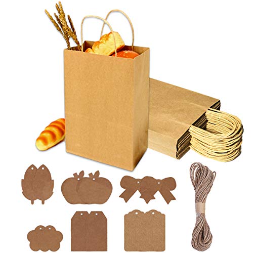 12 Bolsas de Papel Marrón con Asas,Bolsa de Regalo Kraft,Bolsas de Papel con Asas Bolsas Papel Kraft,15*8*20.5cm Bolsas Regalo Biodegradable Bolsas de Cumpleaños para Fiestas,Navidad Cover
