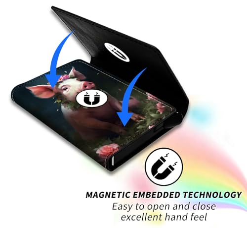 Floral Pig Minimalist Wallet for Men, Womens Pop Up Automatic Wallet Slim Leather Wallet with Money Clip RFID Blocking Credit Card holder Business Gift Money Wallet4