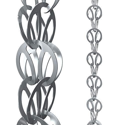 Rain Chains Direct - Modern Loop Rain Chain - 8.5 FT - Durable Milled Aluminum (Gray) - Premium Rain Chains for Gutters