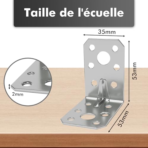 Miniatura 2 de Shinfly 24 Piezas Escuadras Metálicas 53 53 35 Mm, Conector Angular Galvanizado, Escuadras Para Muebles De Madera, Sillas, Mesas, Ventanas