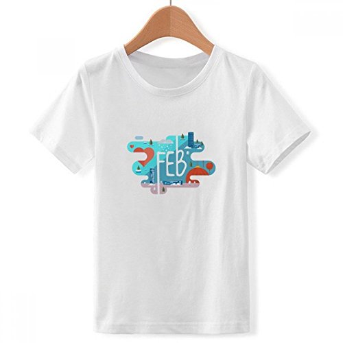 T-shirt blanc garçon DIYthinker au col ras du cou imprimé illustration de février en taille XX-Grand