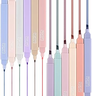 Aesthetic Pastel Highlighters Pens,12Pcs Bible Aesthetic Pastel Highlighters with Chisel Tip, Dual Tip Highlighter Markers Pen for School Office Journal Supplies