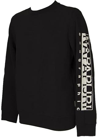 Napapijri Sweatshirt closed man crewneck winter fleece article NP0A4FQN BADAS C, 041 Black/white, Medium