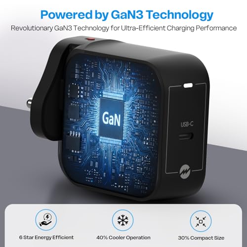 Image of MOZEN by Amkette 67W GaN3 Fast Charger with USB-C Charging | PD & QC Charging | Laptop & Smartphone Fast-Charging | Detachable Travel Plug | Intelligent Power Split & Multi-Layer Safety