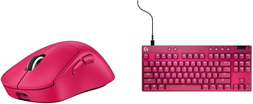 Logitech G Pro X Superlight 2 DEX Lightspeed Wireless Gaming Mouse + G Pro X TKL Rapid Tenkeyless Wired Gaming Keyboard - Magenta
