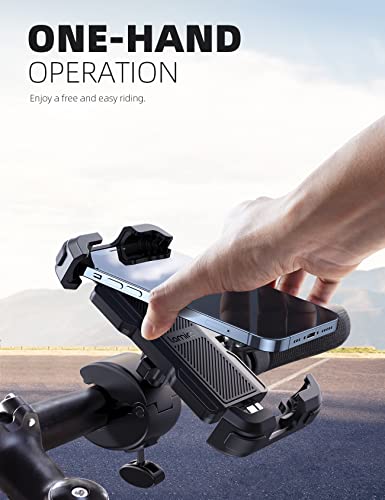 Lamicall Motorcycle Phone Mount, Bike Phone Holder - Upgrade Quick Install Handlebar Clip For Bicycle Scooter, Cell Phone Clamp For Iphone 14 Pro Max / 13/12, Galaxy S10 And More 4.7-6.8" Phone #TOP2