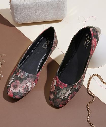 Image of JM LOOKS Elegant Women Floral Print Pointed Toe Ballerina Flats Comfort Walking Slip On Shoes