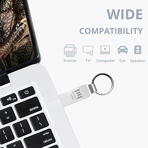 MOSDART Waterproof 128GB USB2.0 Flash Drive, exFAT Metal Memory Stick with Keychain, for System Back, Data Storage, Silver - Image 3