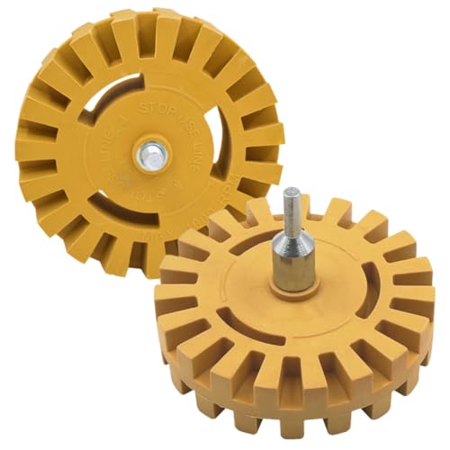 OSOLADY 2個 除?輪 耐久性ラバー製 耐摩耗 耐衝撃設計 歯車形状で高効率接着剤 塗料除去 電動ドリル対応 車 トラックのステッカー剥がしに