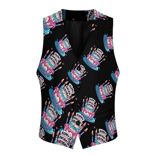 Happy Birthday to Me Men's Suit Vest Waistcoat Vests Formal Dress with 2 Pockets for Business Casual Tuxedo3