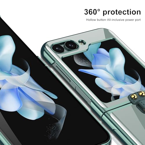 Image of BOUNCEBACK Slim Electroplated Transparent Ring Case /Cover for Samsung Galaxy Z Flip5 / Case Cover for Z Flip 5 - (Clear Blue | Polycarbonate)