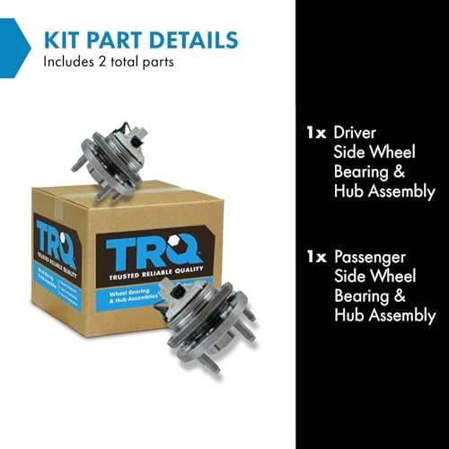 Image of TRQ Front and Rear Wheel Bearing and Hub Assembly Set 2 Piece Compatible with 2006-2008 Pontiac Solstice with 4 Wheel ABS Brakes 2009 Solstice 2007-2010 Saturn Sky