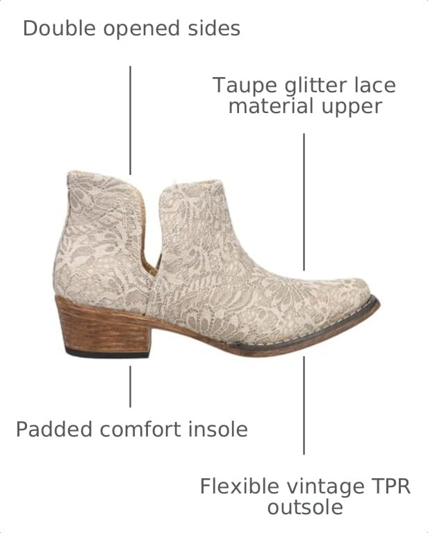 Image of ROPER Womens Ava Laser Embossed Snip Toe Casual Boots Ankle Low Heel 1-2 inch - Grey