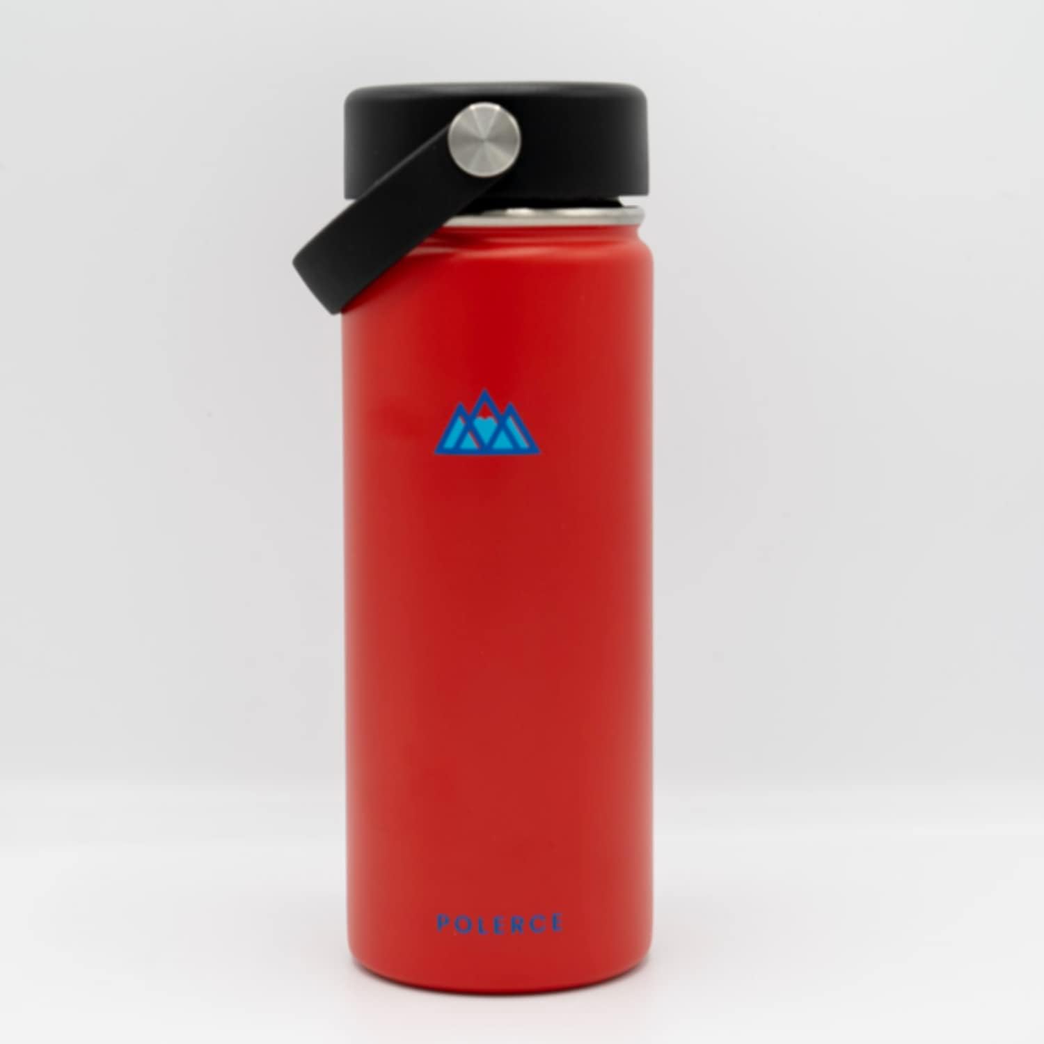 Vacuum Insulated Bottle with 3 Lids - Flex Straw Lid, Flex Lid, and Coffee Flip Lid - Stainless Steel Double Wall Thermally Insulated Flask - 5 Sizes - 5 Colors - by Polerce (18 Oz, Red)