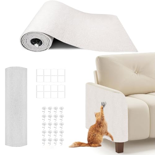 78.7"x15.8" DIY Cat Scratch Furniture Protector, Self-Adhesive, Off White