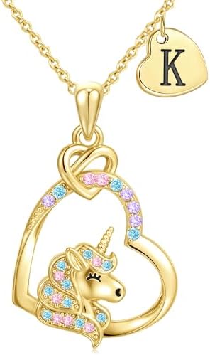 C-leen Unicorn Necklace Gifts for Girls Kids - Colorful CZ Heart ...