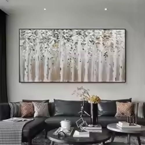 Forêt de bouleau HIPWST grand art mural texturé pour créer un salon cocooning