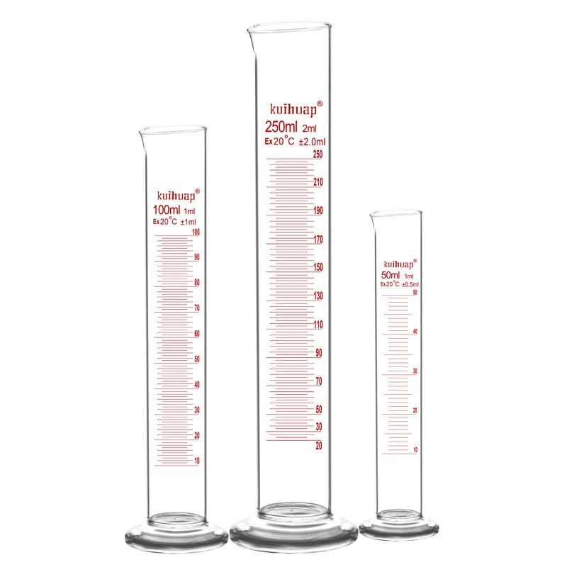 Probeta de Laboratorio para Ciencias, Cilindro medidor Graduado de Vidrio de borosilicato 3.3 Transparente 5-2000 ml(25 ml)