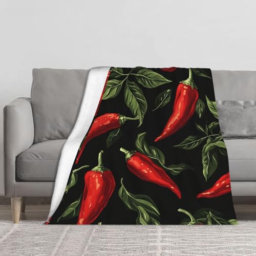 CDSASHCA Spicy Red Chili Pepper Throw Blanket, Soft Flannel, Ultra-Soft Fleece, Hypoallergenic, Wrinkle-Resistant, Suitable for Couch, Bed, Camping, Office Nap, Gift for Adults,Enthusiasts 50X60 Inch