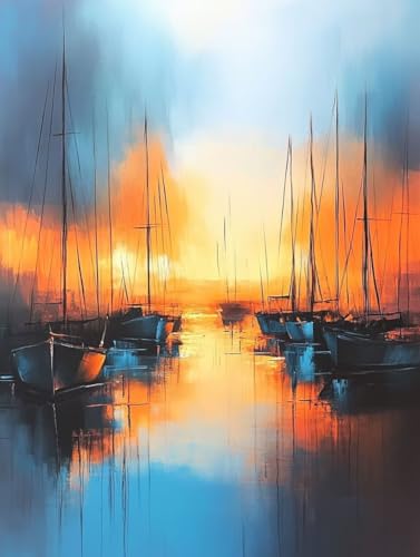 Diamond Painting Adulte Bateau Océan : Kit Broderie Diamant Complet Grande Taille 80x110cm